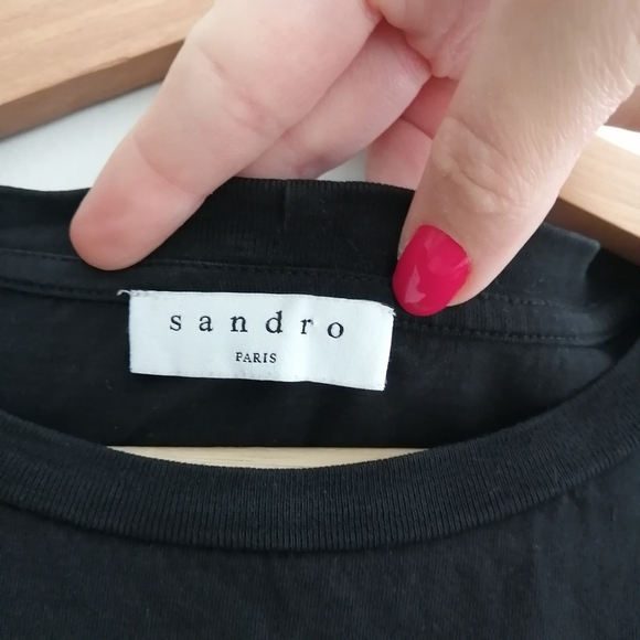 Sandro Henria Embroidered "S" Logo Tee Black T-Shirt Sandro 0 or XS - Picture 11 of 17